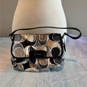 Coach Black and Gray Crossbody Bag with Signature Monogram